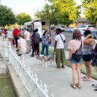 A long line for ice Cream Saturday night at the Sarah Mooney Museum.